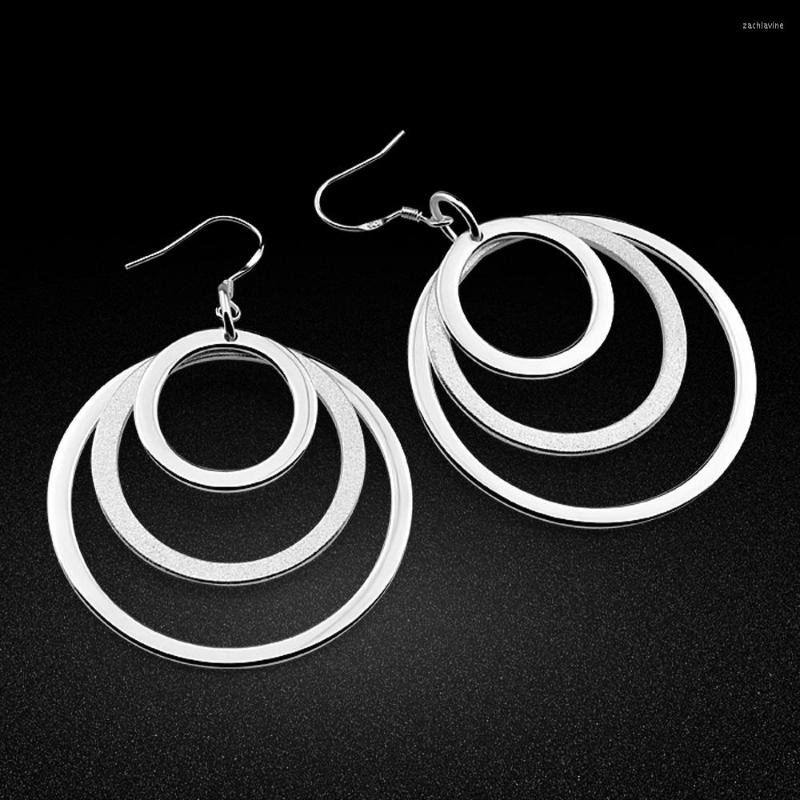 

Dangle Earrings Romantic Sweet Jewelry Fashion For Women 925 Sterling Silver Circular Geometry Smooth Earring Gift Not Allergic