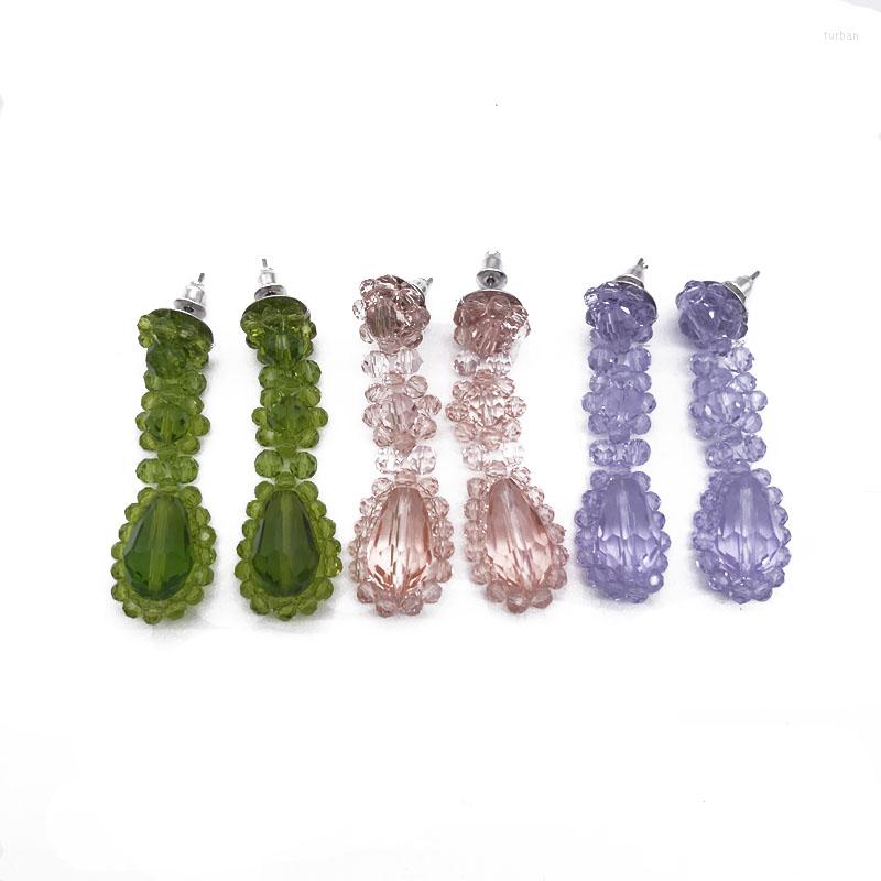

Stud Earrings Beaded Elegant Pink Purple Olive Light Weight Design