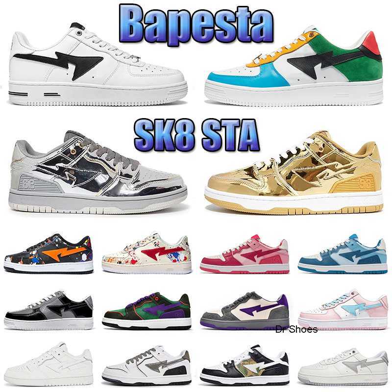 

Top quality baped SK8 Sta Bapestas sneakers Running shoes bapesta camo black white green red orange camouflage men women trainers sports, Color 28