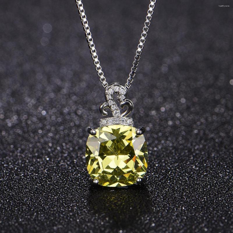 

Chains Fatty Square Zircon Korean Style Versatile Pink Diamond Yellow White Pendant