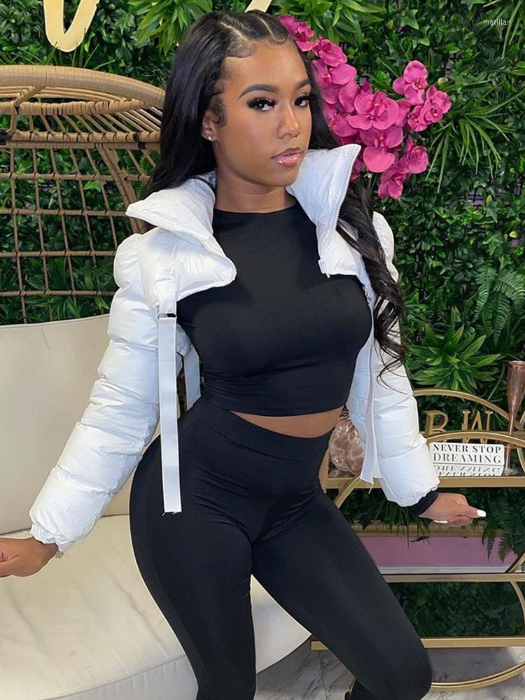 

Women' Trench Coats Sifreyr Long Sleeve Turtleneck Cropped Jackets For Women Autumn Winter Zip Up Backless Puffer Jacket Coat Y2K White, Black