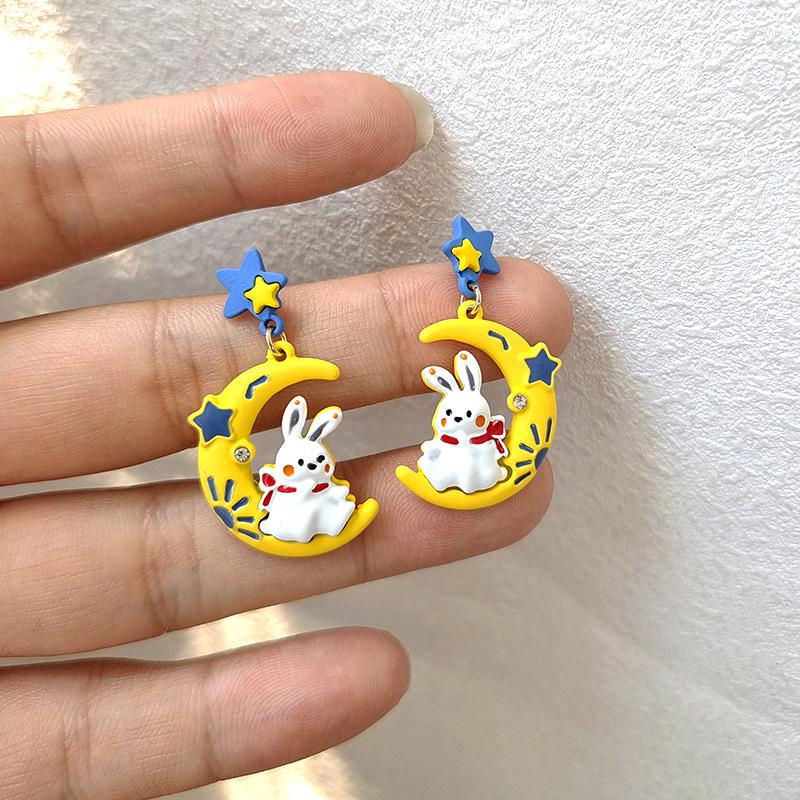 

Dangle Earrings S925 Needle Cartoon Beautiful Cute Star Moon For Women
