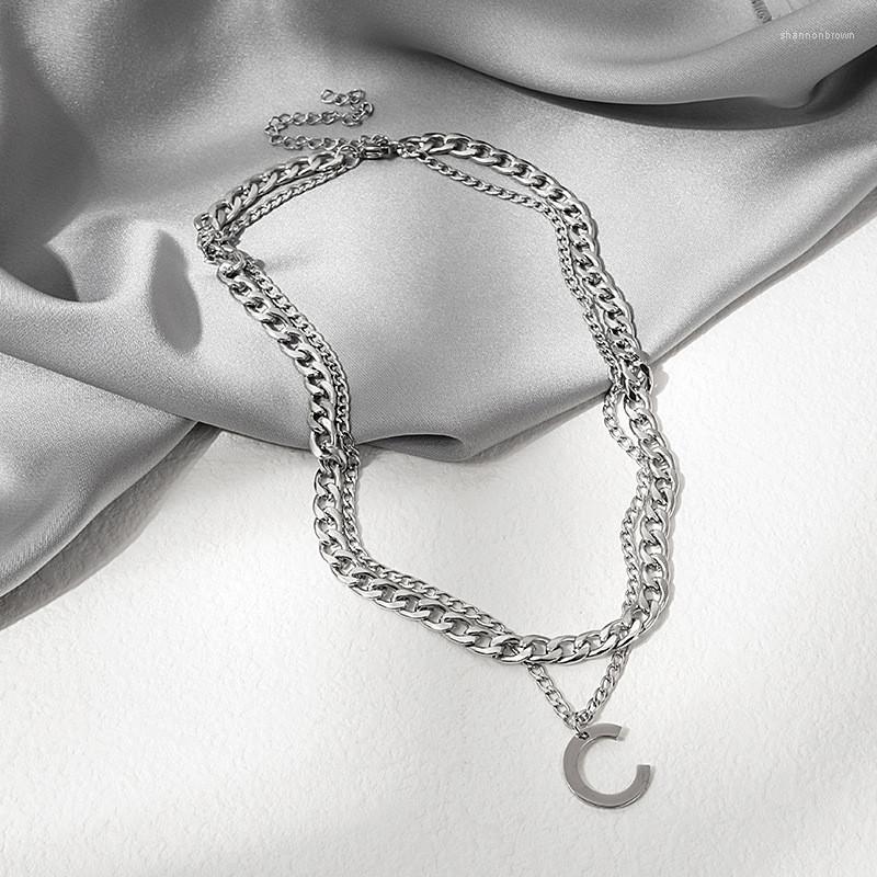 

Pendant Necklaces Fashion Punk Letter Necklace Stainless Steel Double Layer Twist Chain Word Charms Choker Jewelry Gifts For Women Girls