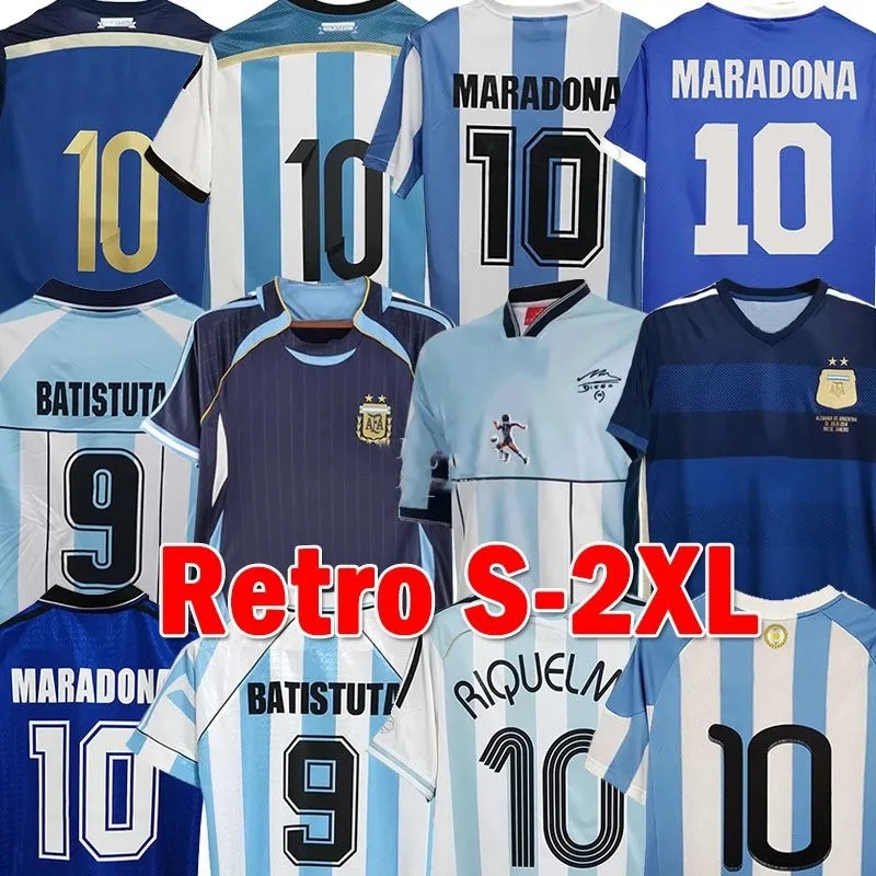

Argentina Retro Soccer jerseys 1986 Maradona CANIGGIA 1978 85 86 93 94 96-97 98 Long sleeve Football Uniforms 2001 06 RIQUELME 2010 14 SIMEONE ORTEGA Batistuta tops, 2002 away