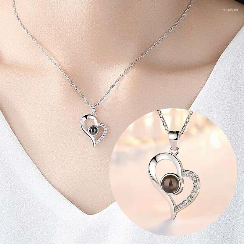 

Chains Roses Bloom Necklace Gift Set Women In 100 Languages I Love You Fashion