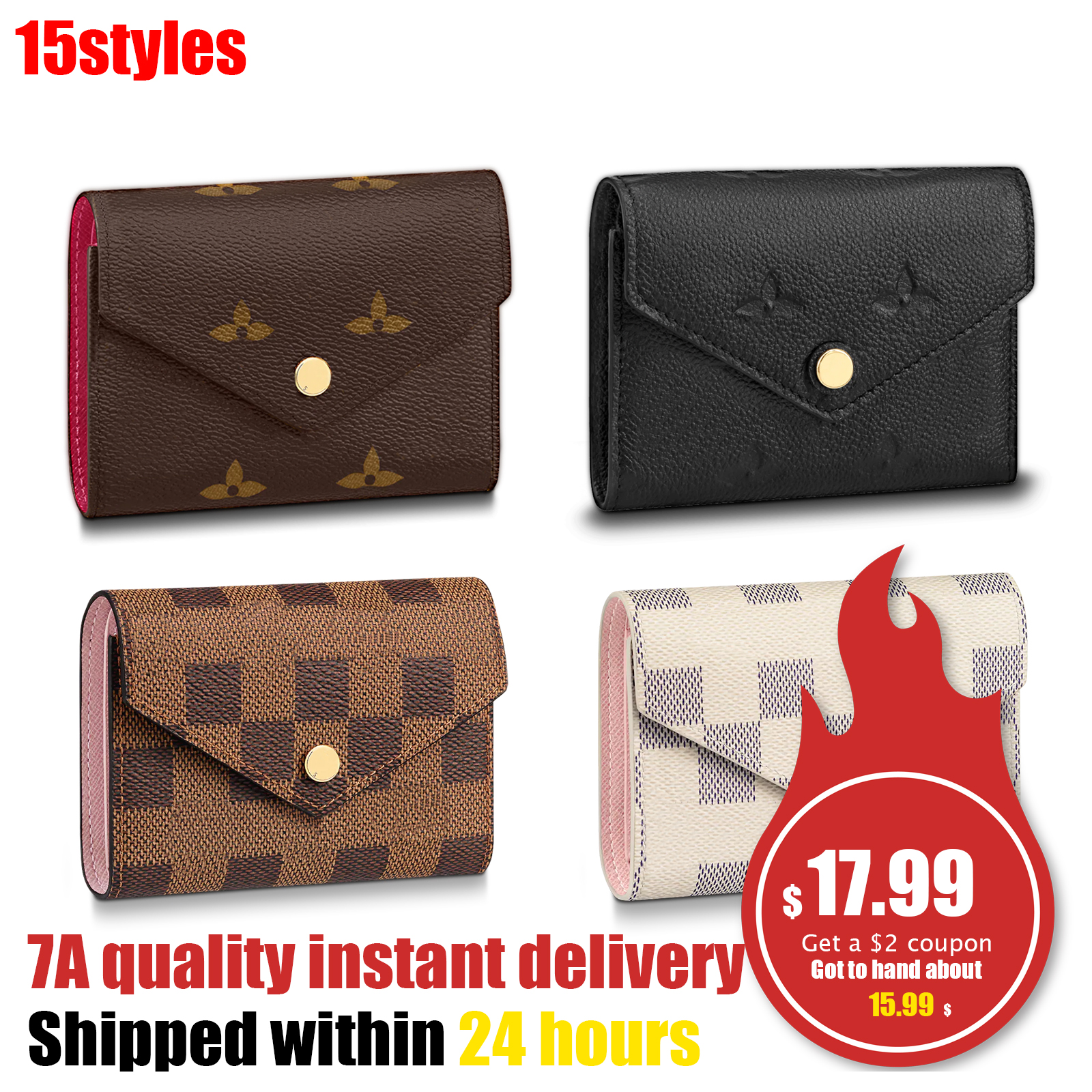 

lvl M41938 Brown flower rosalie victorine wallets Card Holders Womens coin purse Man Leather luxury Designer embossed purses Key pouch CardHolder Credit card slot, Mon0gram pink buckle