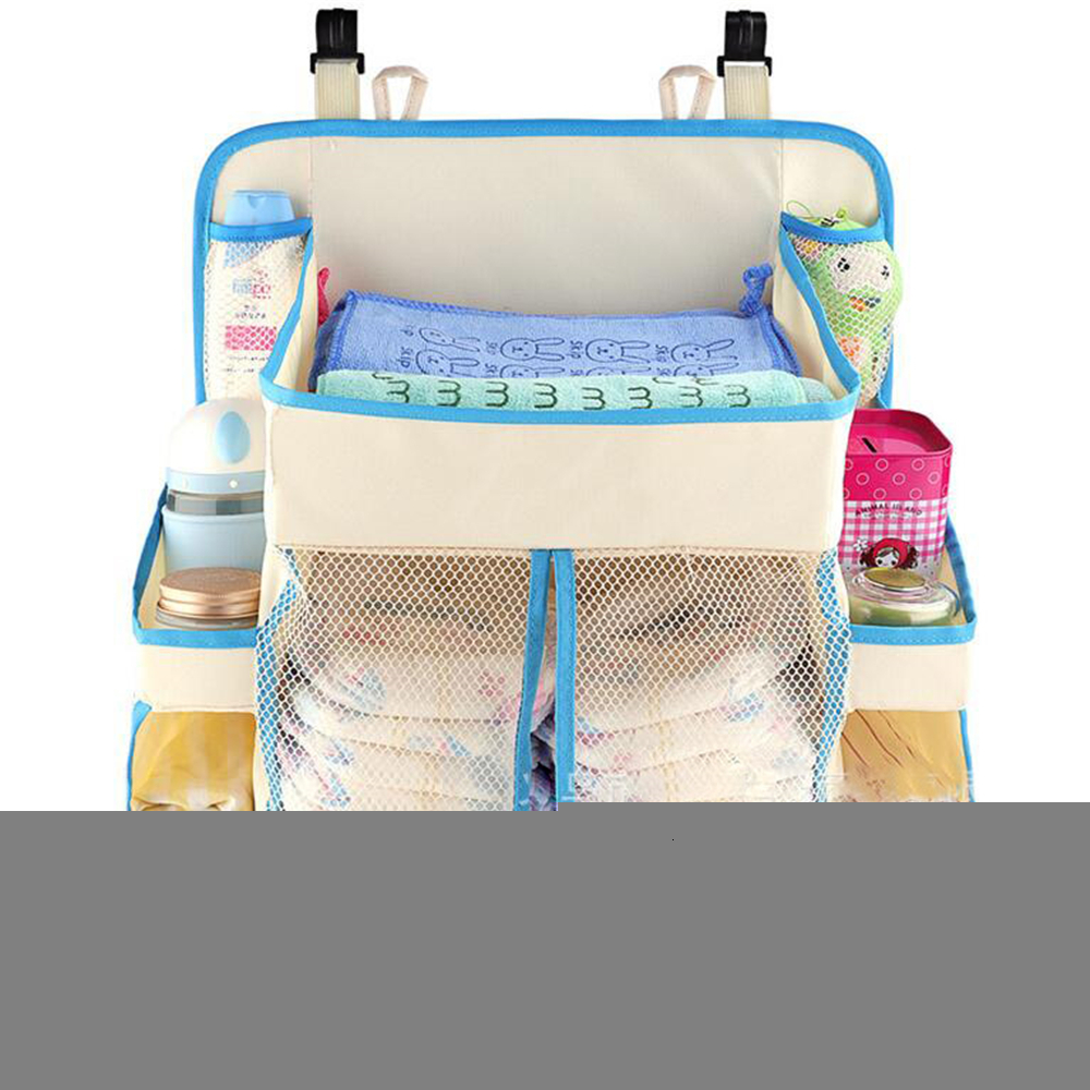 

Bedding Sets Portable Baby Bed Bumper Hanging Storage Bag Nappy Bag Bedside Organizer Infant Crib Bedding Set Waterproof Toy Diapers Pocket 230317, Blue