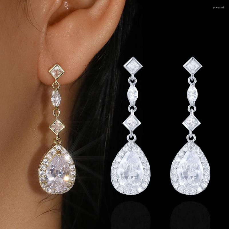 

Dangle Earrings Elegant Shining Cubic Zircon Long For Women Luxury Big Water Drop Wedding Party Fine Jewelry Gifts 2023