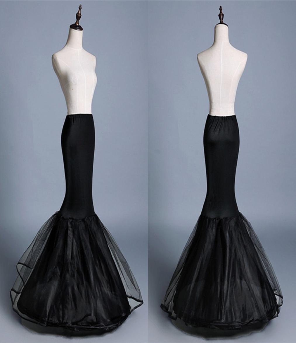 

New Black Mermaid Wedding Dresses Petticoats Woman 1 Hoop Two Layers Tulle Underskirt Wedding Accessories Crinoline cpa11976451390
