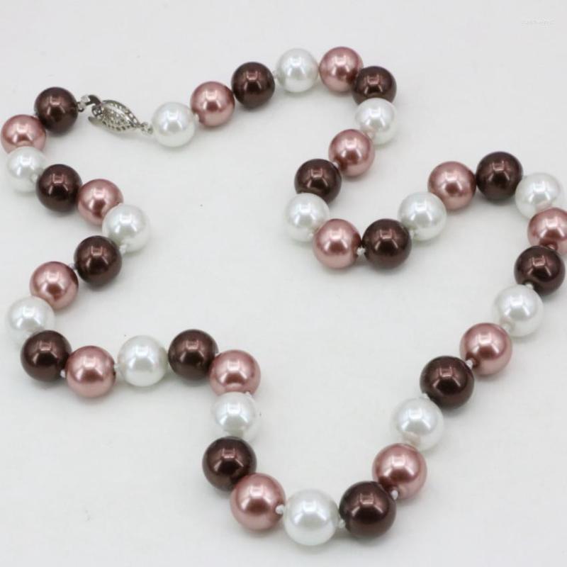 

Chains Multicolor 10mm Simulated-pearl Round Beads Shell Necklace Chain Choker Clavicle Fashion Statement Women Jewelry 18inch B3214