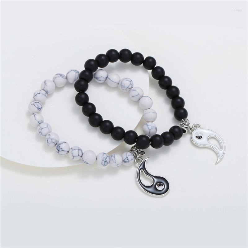

Charm Bracelets Yin Yang Couple Men And Women Braided Jewelry Handmade Lovers