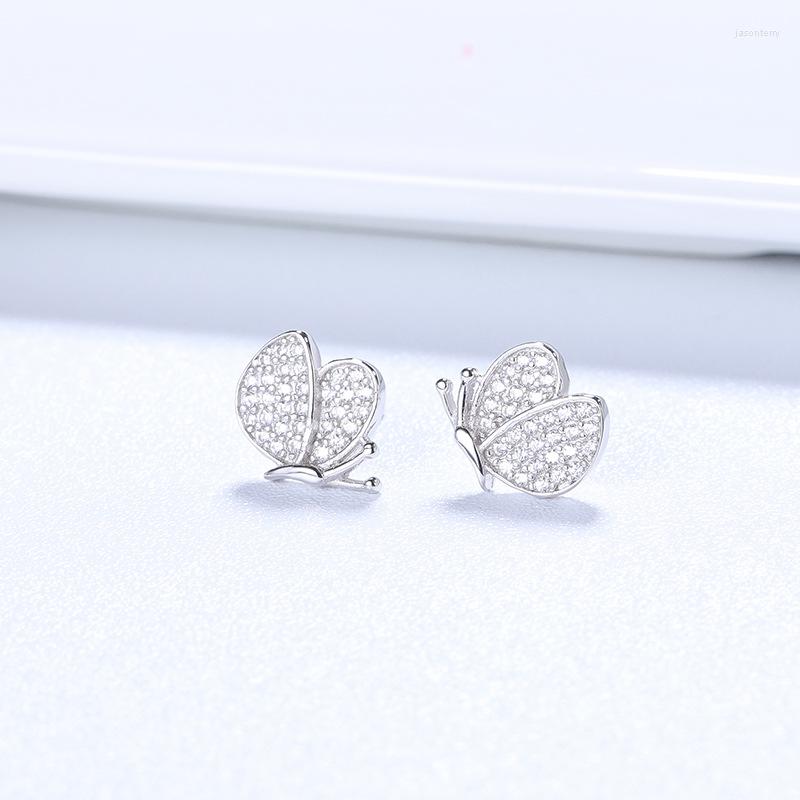 

Stud Earrings Pure Silver Color Butterfly Korean Version Micro Inlaid Sweet For Female Students