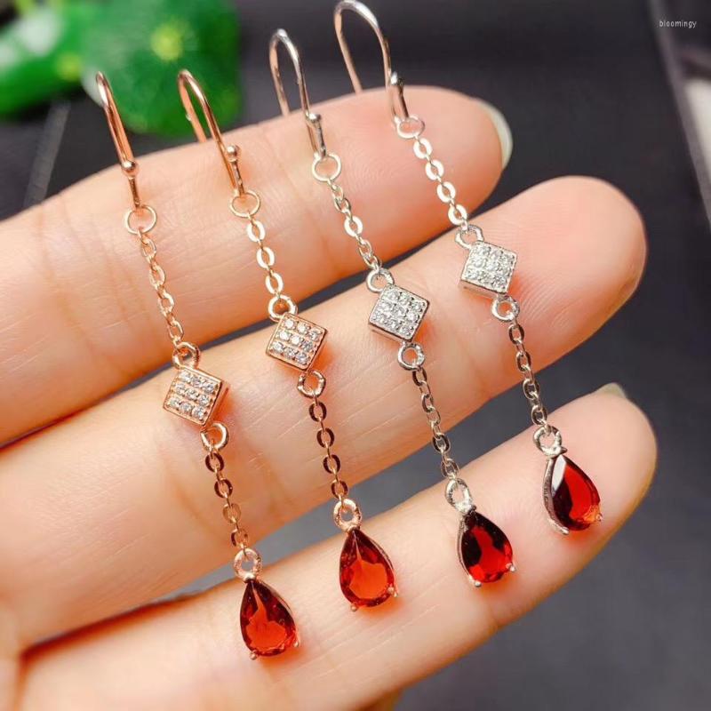 

Stud Earrings Garnet Earring Natural And Real 925 Sterling Silver Fine Jewelry