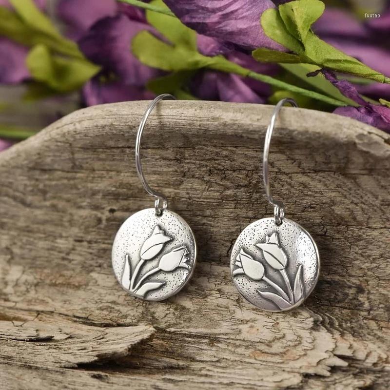 

Dangle Earrings Lily Of The Valley Pattern Fashion Ladies Statement Boho Round Flower Drop For Women