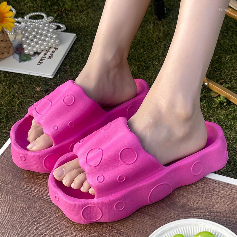 

Slippers Unisex Outdoor Thick Platform Women Men Summer Shoe Bathroom EVA Slides Sandals Woman Home Anti-slip An Flip Flops, Beige