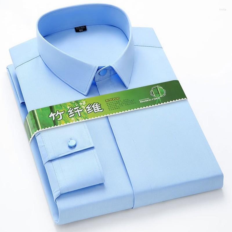 

Men's Casual Shirts S-6XL Concealed Button Bamboo Fiber Luxury Mens Long Sleeve Social Slim Fit Elastic Anti-wrinkle Formal Elegant Shirt, Ag2395