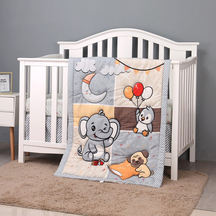 

Bedding Sets 3 pcs Baby Crib Bedding Set for boys and girls including quilt crib sheet crib skirt 230317, Cyan