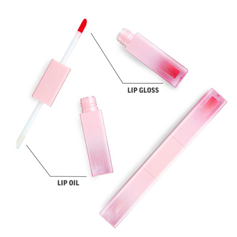 

Lip Gloss 2in1 Double-headed Non-stick Cup Long Lasting Moisturizing Oil No Logo Makeup BulkLip, 10 pcs with logo