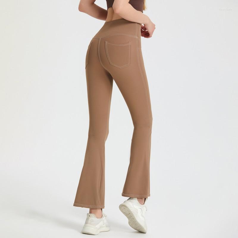 

Active Pants Autumn Nude Yoga Women' High Waist Push Hip Elastic Tight Sports Leggings Fitness Quick-Drying Flare, Dark blue