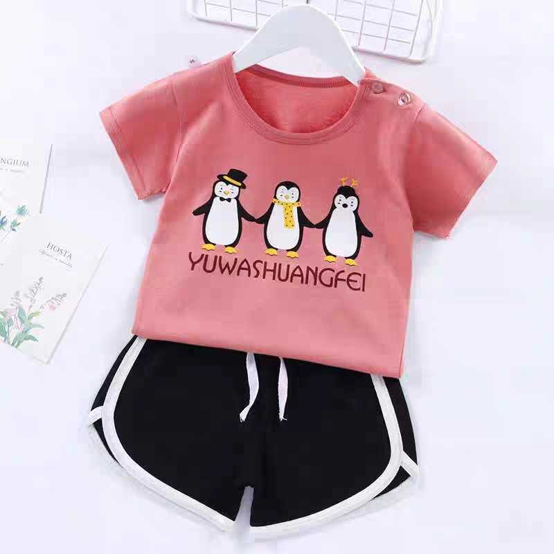 

Clothing Sets Boutique Kids Wear Summer Thin Girls Outfits Pure Cotton Print Boys Short Sleeve Shorts Suit 1-5 Year Old Children's Clothes P230315, Randomgirl