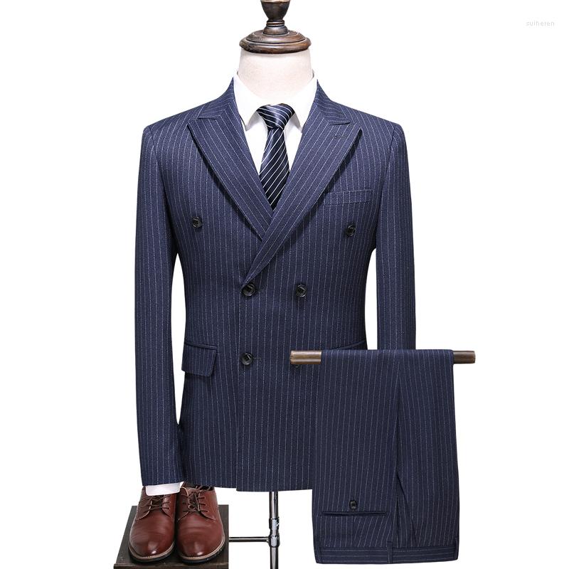 

Men's Suits Brand Men's Daily Suit Business Trend Casual Fashion Double Breasted Four Seasons Formal, Blue