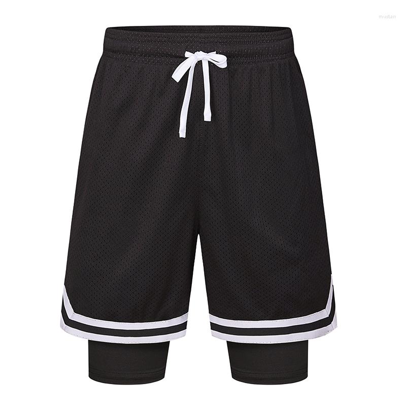 

Men' Shorts Men' Double Layer Quick Dry Basketball Fitness Running Sweatpants Summer Drawstring Workout Short For Men, Color 1