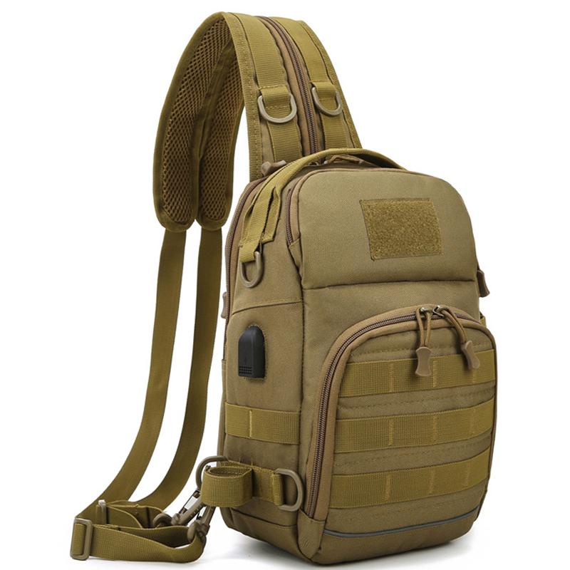 

Outdoor Bags SUUTOOP Men's Army Trekking Backpack Tactical Military Climbing Shoulder USB Sports Chest Bag For Male Female Women, 0385 army green