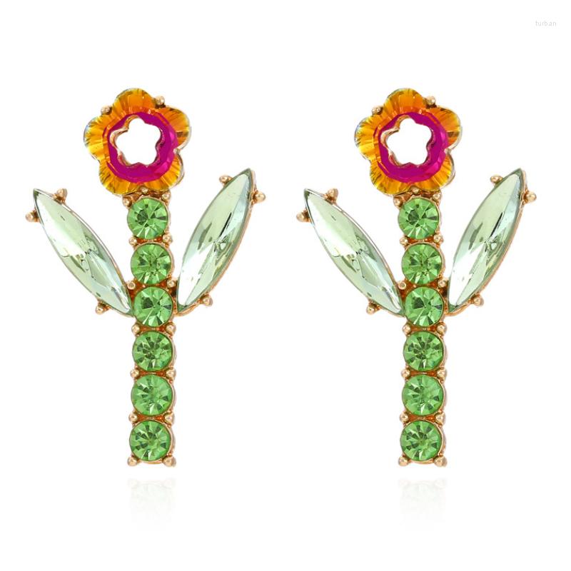 

Dangle Earrings 2023 Colored Rhinestone Flower For Woman Jewelry