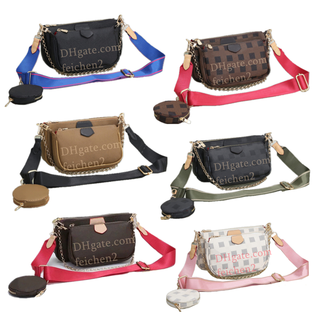 

womens Satchel handbag Ladies wallet shoulder bags purse phone Flap Three-piece triple Different strap colors combination crossbody Interior wallet Evening Bags, Postage