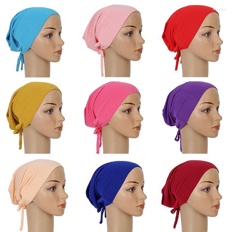 

Beanies Beanie/Skull Caps Turban Hat For Women Solid Color Simple All-match Muslim Modal Elastic Bottom Cap Ladies Adjustable Head, Dark grey
