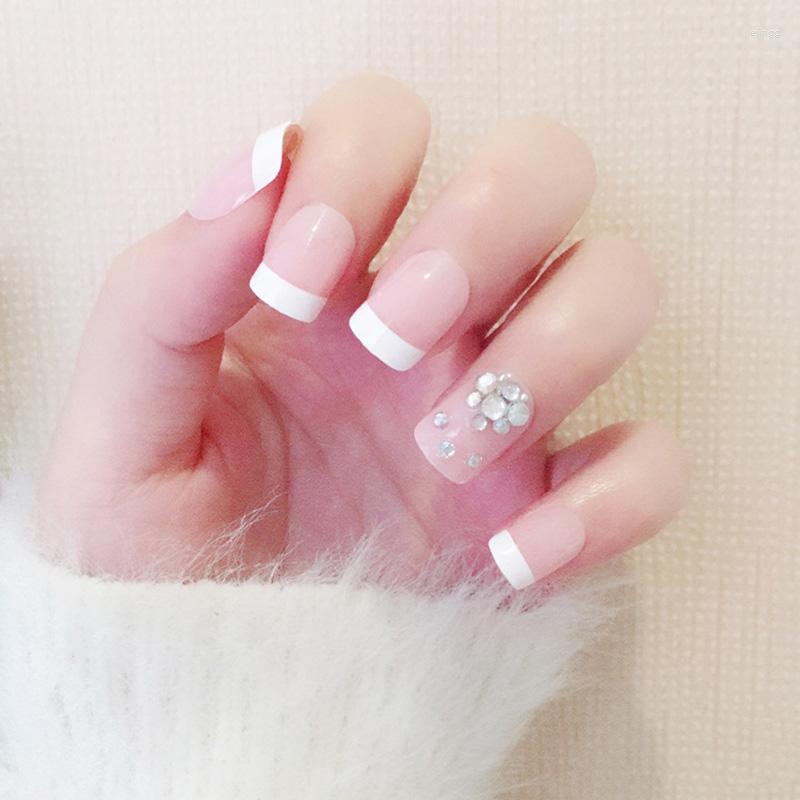 

False Nails 24pcs French Tips Art Design Fake Nail Full Cover With Glue SCI88