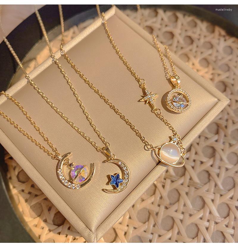 

Chains Colorful L Unique Starry Sky Design Zircon Clavicle Chain Choker Necklace For Women Fine Jewelry Wedding Party Birthday Gift