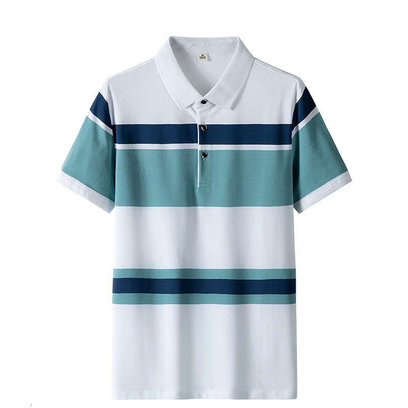 

Men's Polos Summer High-quality Men's Short-sleeved T-shirt Full 95% Cotton Explosion Style Business Lapel Striped Men's POLO Shirt 230317, Black