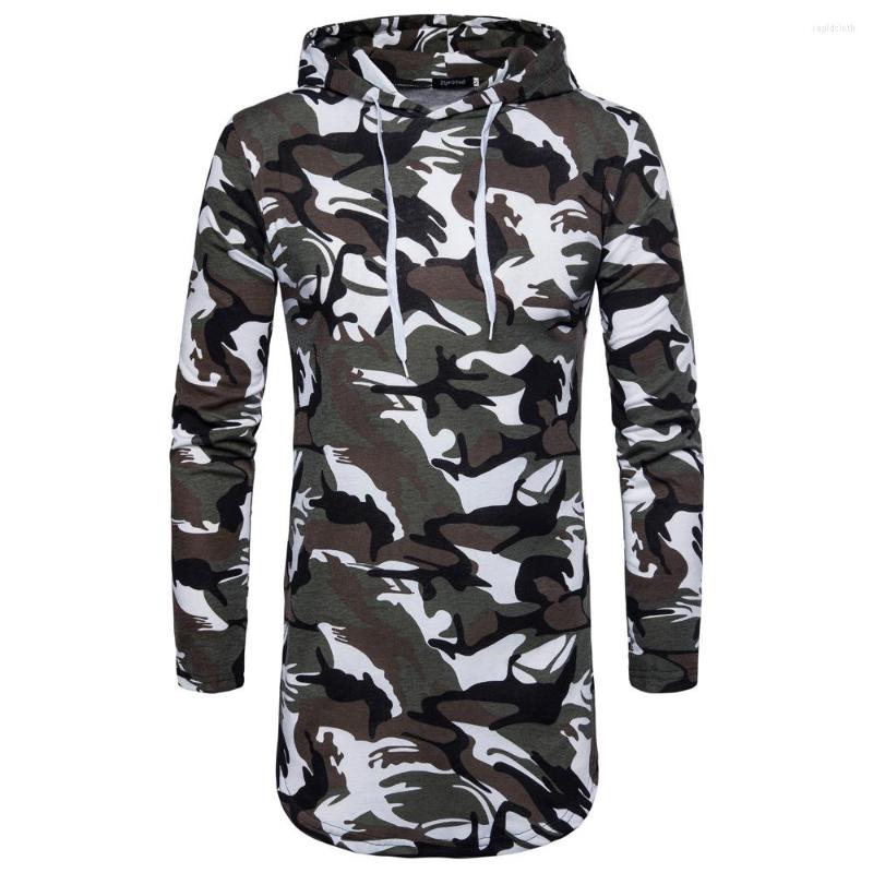 

Men's T Shirts Nice Men Camouflage Long Style Hooded T-shirts Fashion Male Camo Long-sleeved Slim -2XL, Red
