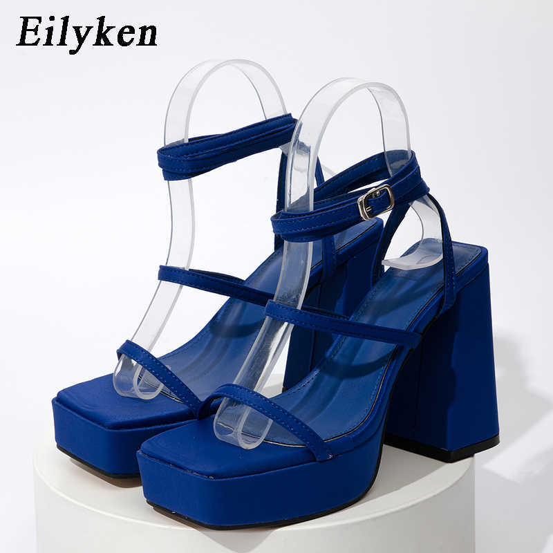 

top Brand Big Summer Green Goth High Heels Sexy Party Chunky Platform Sandals Shoes Women Size -42 230306, Black