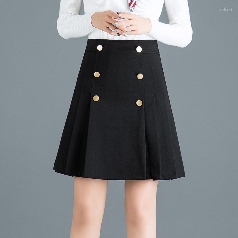 

Skirts 2023 Spring High Waist A Line Skirt Women Sexy Slim Korean Double-breasted Mini Black Pencil 4xl Tide