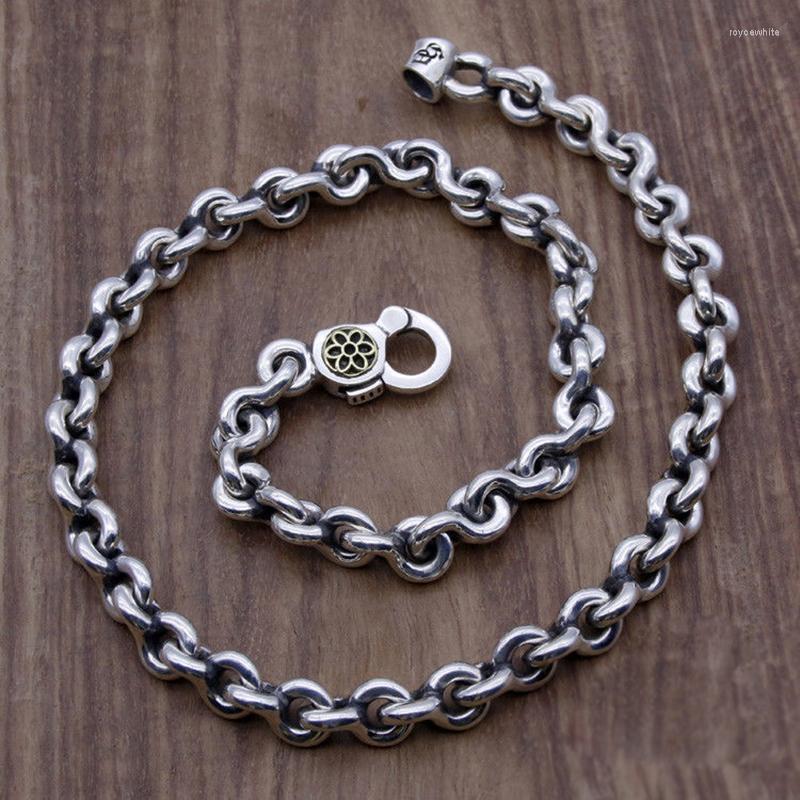 

Chains Domineering Cherry Blossom Clasp Thick Necklace Silver Figure 8 Chain Handmade Male Jewelry Accessories