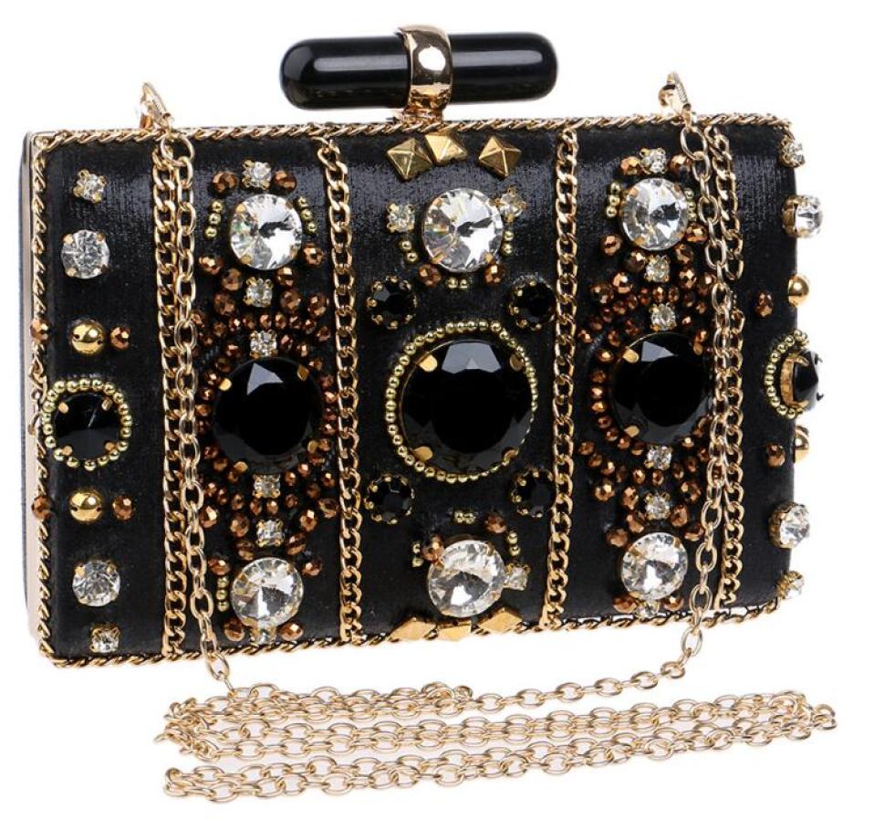 

New Women039s Beaded Highend Banquet Noble Evening Bag Black Diamond Beautiful Handmade Dinner Clutch LY073690908