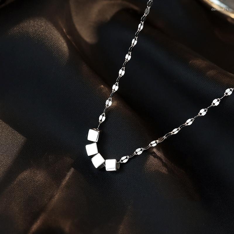 

Chains Starmoon 925 Sterling Silver Square Tube Chain Necklace For Women Simple Shiny Geometric Choker Party Jewelry
