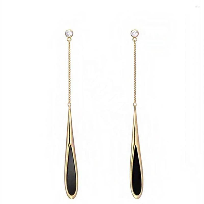

Dangle Earrings Black Water Drop Women's Temperament Chain Tassel Pendant Ins Wind 2023 Trendy Ear Jewelry Summer