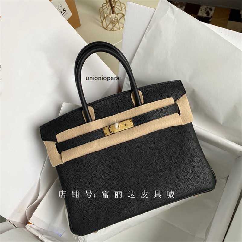 

Designers Handbags Birkin Designer Bags h Home Manual Wax Thread Lychee Pattern Togo Calfskin Leather Handbag Lock Casual Women's Large Ayw, Black [30cm]