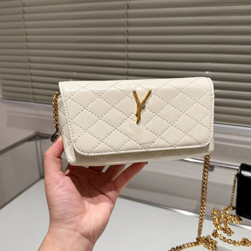 

Vinatge Womens Messenger Envelope Package Bags Card Holder Wallet Purse Calfkin Vanity With Gold Metal Chain Crossbody Shoulder Designer Handbags 18x10cm, Box