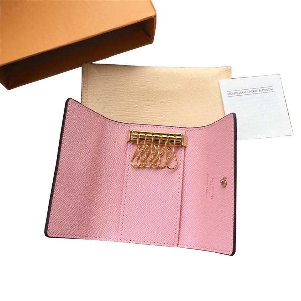 

Luxurys designers wallets 2021 High quality women classic 6 key holder cover keychain men with box dust wallet card ring 7 colors 211x