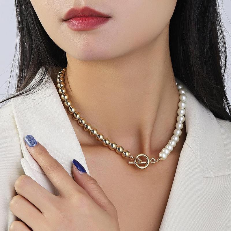 

Chains European And American Style Fashion Baroque Pearl Collarbone Necklace Tide Street Beat Metal Chain Women's Accessories