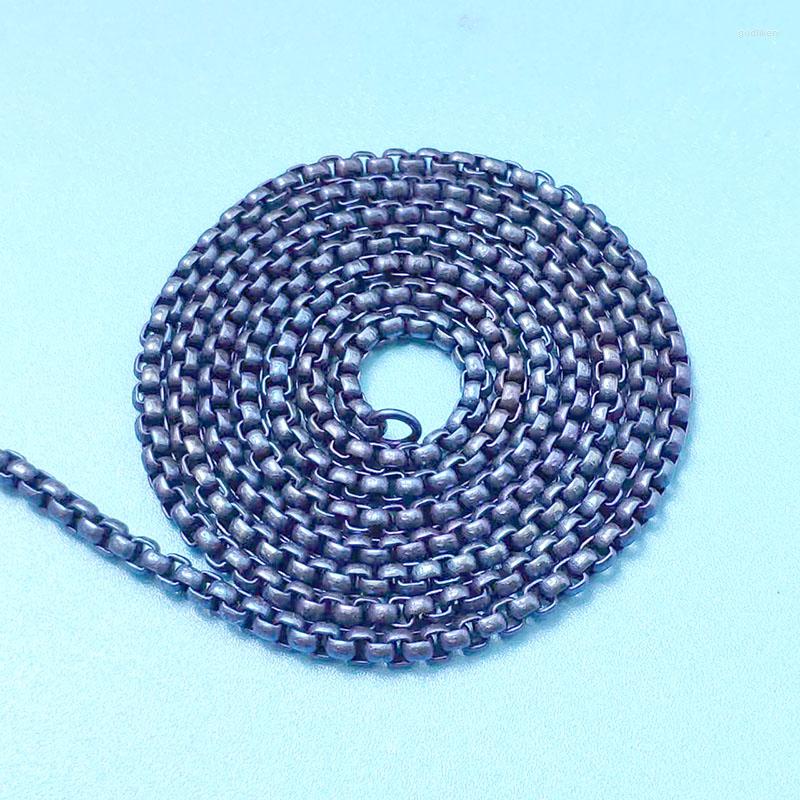 

Chains Titanium Flame Anodized Round Box Link Chain Blue Necklace Everyday Carry