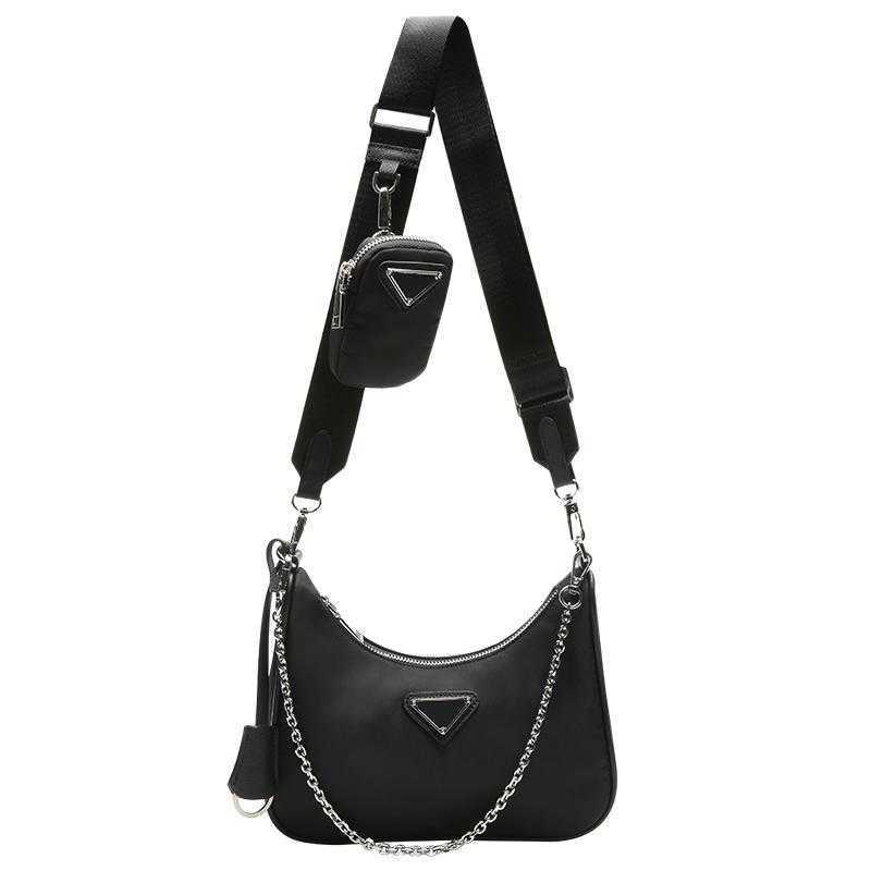 

designer bags prad Three in one HOBO chain armpit advanced texture new women's nylon messenger XAVT, Black
