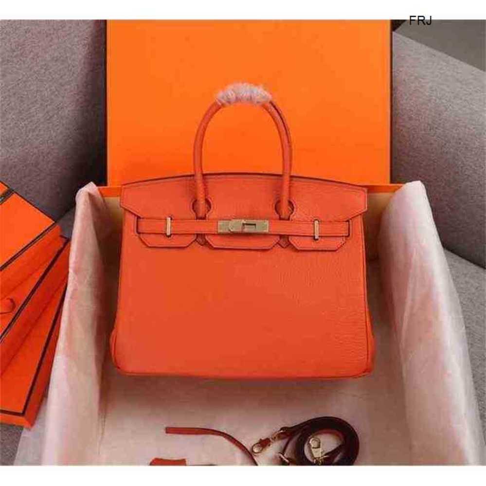 

Designer Handbags Birkin Bags Tote Classic Manual Women Totes Fashion Top Layer Cowhide Litchi Pattern Pochette Rouge Togo Gold Have Logo frj, Color 13