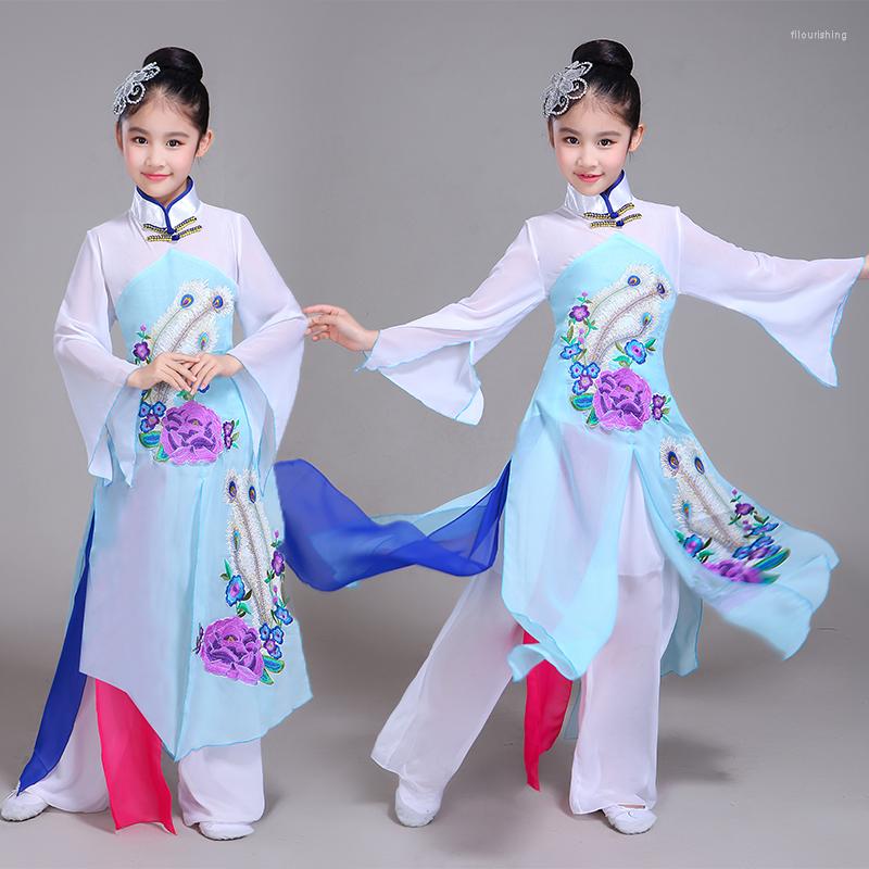 

Stage Wear Chinese Costume Children's Classical Dance Costumes Style Girls Fan Performance Clothing Clothes Hmong