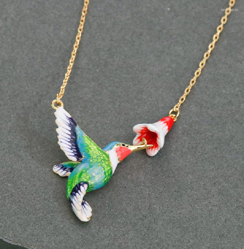 

Pendant Necklaces 18K Hummingbird Enamel Plated Humming Bird Necklace