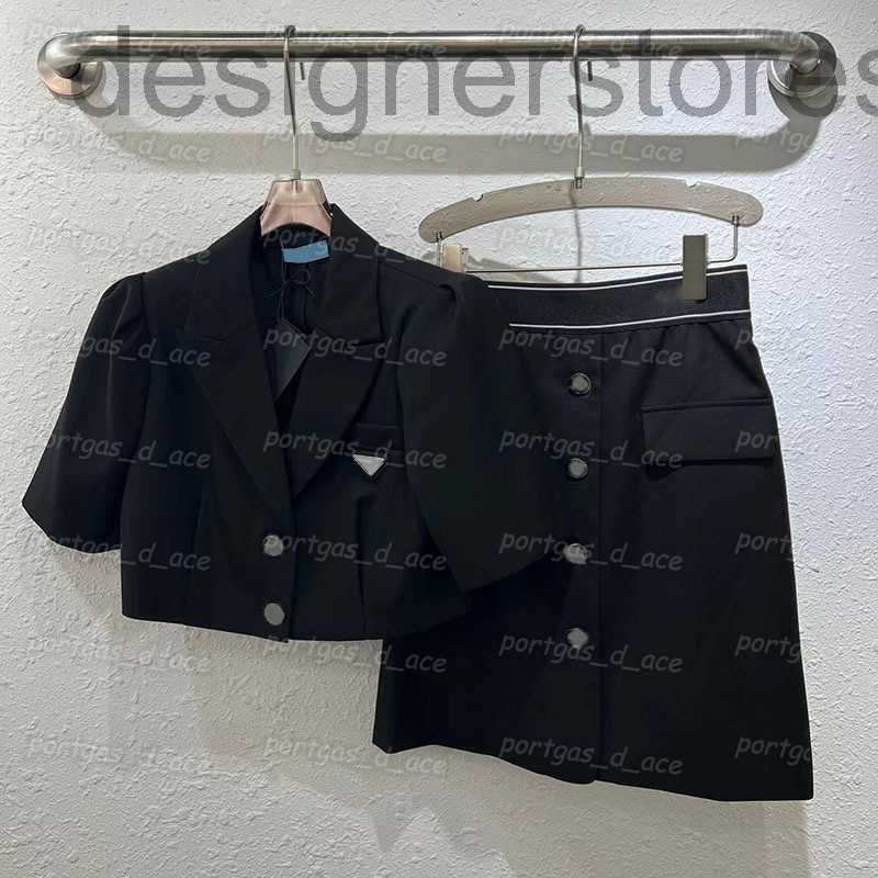 

designer Women Dress Blazer Set Black Short Sleeve Blazers Suit Skirts Summer Fashion Formal SQ4G